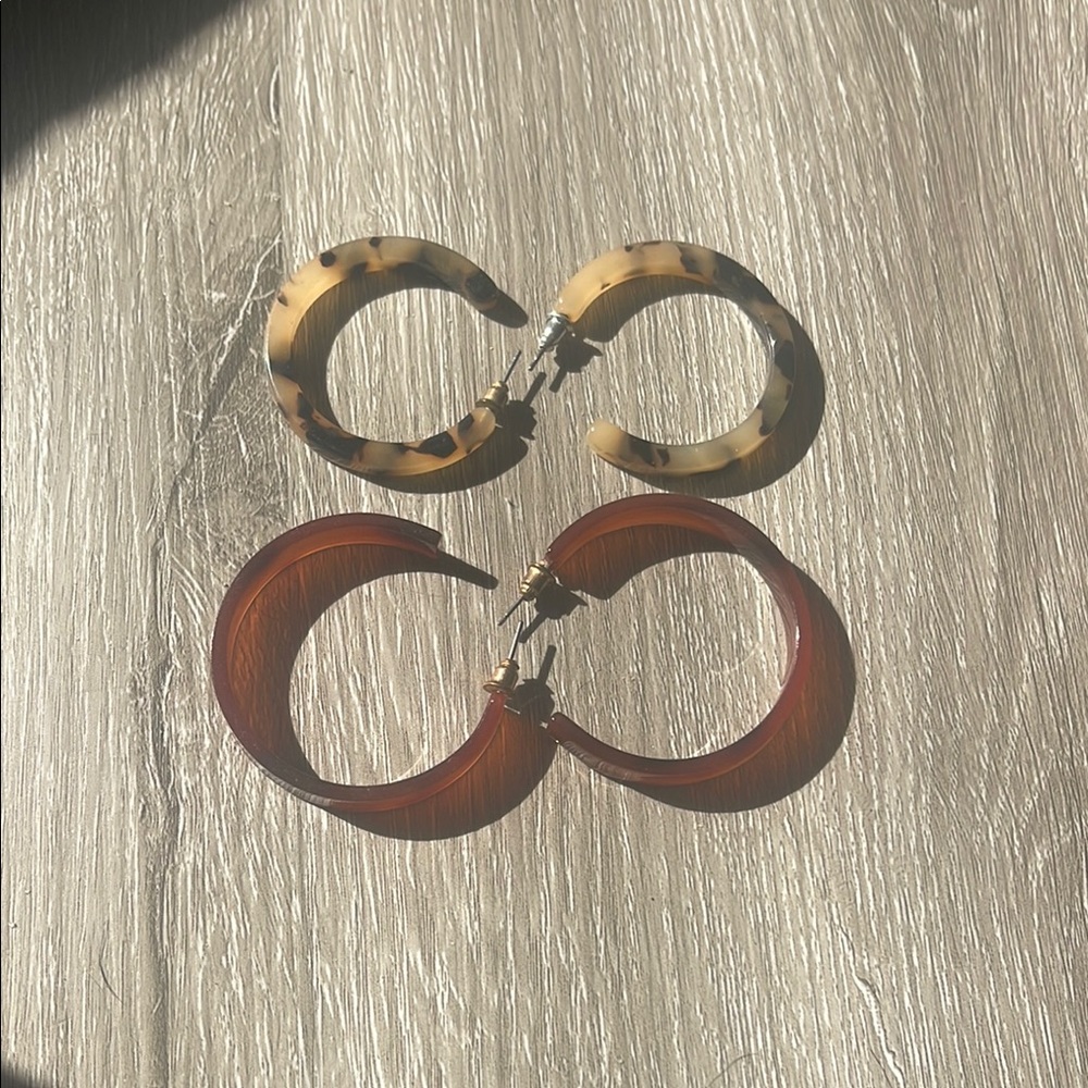 Stylish Brown and Tan Hoop Earrings Set